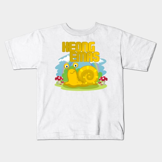 Keong Emas Golden Snail Kids T-Shirt by BeeFest